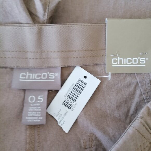NWT Chico's Womens Beige Mid Rise Embroidered Hem Capri Pants Size 0.5 US XS - Picture 6 of 8